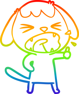 Gökkuşağı gradyan çizgisi bir insan tarafından çizilmiş şirin bir çizgi köpek havlaması.