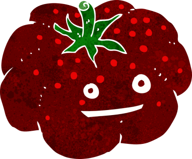 Bir insan tarafından çizilmiş mutlu domates.