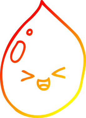 Bir insan tarafından çizilen çizgi film yağmur damlasının sıcak gradyan çizgisi