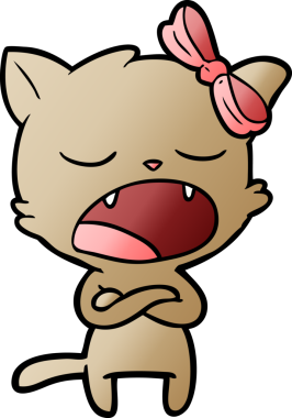 Bir insan tarafından çizilmiş kızgın çizgi film kedisi.