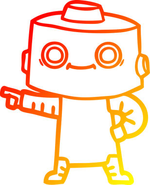 Bir insan tarafından çizilen çizgi film robotunun sıcak çizgi çizimi