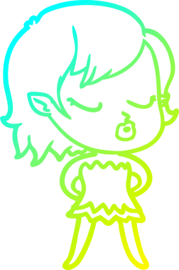 Soğuk gradyan çizgisi, bir insan tarafından çizilmiş şirin bir vampir kız çizgi filmi.