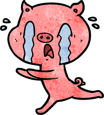 Bir insan tarafından çizilmiş ağlayan domuz çizgi filmi.