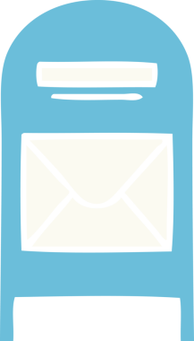 Bir insan tarafından çizilmiş bir posta kutusunun düz renk retro karikatürü