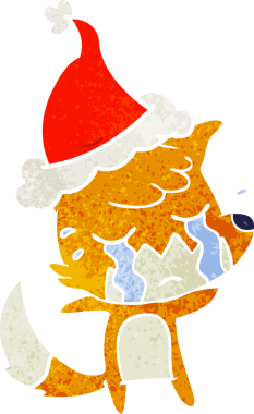 Ağlayan tilki eli, bir insan tarafından çizilmiş Noel Baba şapkasının retro çizimi.