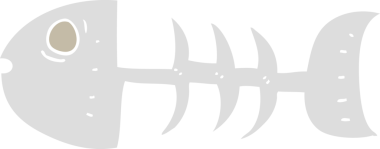 Bir insan tarafından çizilmiş balık kemiklerinin düz renk çizimi