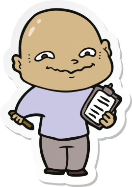 Bir insan tarafından çizilmiş gergin bir adamın çıkartması.