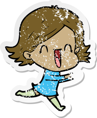 Bir insan tarafından çizilmiş mutlu bir karikatür çıkartması.