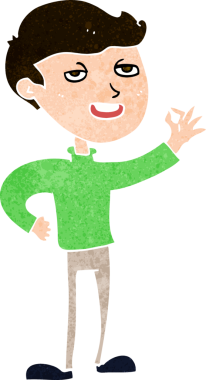 Çizgi filmci bir insan tarafından çizilmiş mükemmel bir jest yapıyor.