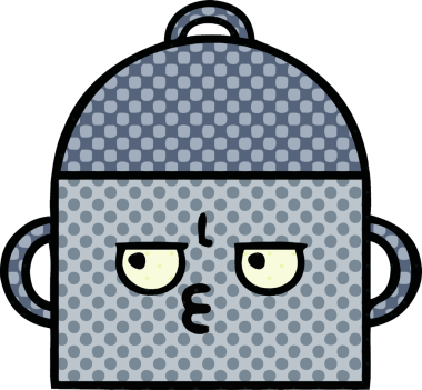 Bir insan tarafından çizilmiş yemek tenceresinin çizgi romanı.