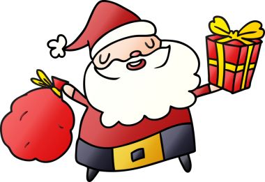 Bir insan tarafından çizilmiş Kawaii Noel Baba 'nın el çizimi gradyanı.