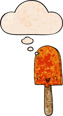 bir insan tarafından çizilmiş grunge doku tarzında düşünce baloncuklu buz lolipopu.