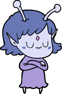 Bir insan tarafından çizilmiş uzaylı kız.