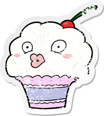 Bir insan tarafından çizilmiş karikatür kekinin sıkıntılı çıkartması.