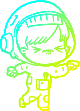 Bir insan tarafından çizilmiş kızgın bir uzay kızı çizimi.