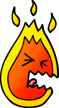 Bir insan tarafından çizilen kızgın alevi karala