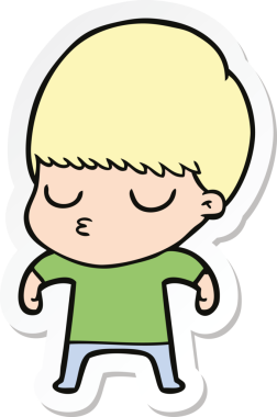 Bir insan tarafından çizilmiş sakin bir çocuğun çıkartması.