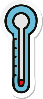 Bir insan tarafından çizilmiş şirin bir karikatür cam termometresinin çıkartması.