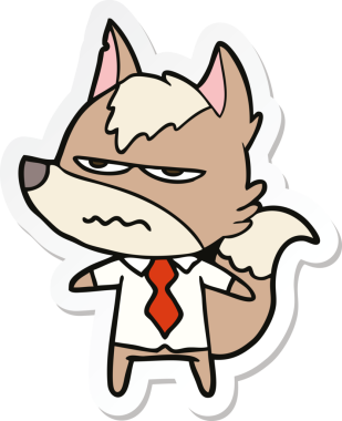 Bir insan tarafından çizilmiş kızgın bir kurdun çıkartması.