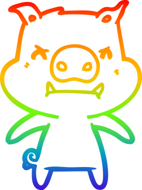 Bir insan tarafından çizilmiş kızgın çizgi film domuzu çizimi.