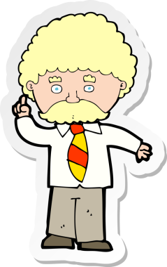 Bir insan tarafından çizilmiş bir çizgi film öğretmeninin çıkartması.