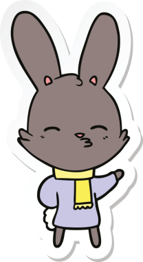 Bir insan tarafından çizilmiş meraklı bir tavşan karikatürü.