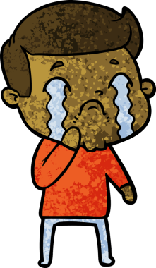 Bir insan tarafından çizilmiş ağlayan çizgi film adamı.