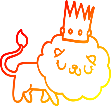 Karikatür aslanının insan tarafından çizilmiş sıcak çizgi çizgisi.