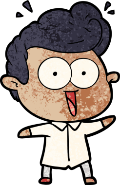 Bir insan tarafından çizilmiş heyecanlı bir çizgi film.