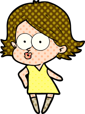 Çizgi film kızı somurtuyor bir insan tarafından