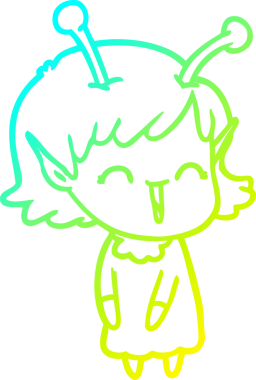 Soğuk gradyan çizgisi, bir insan tarafından çizilmiş gülen uzaylı bir kızın çizimi.