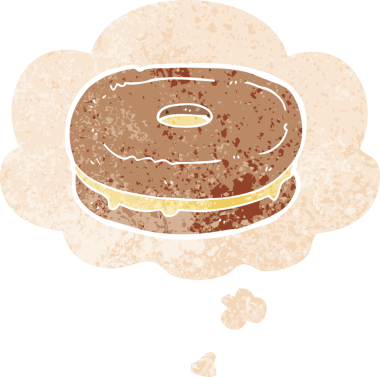 Düşünce baloncuklu çizgi film bisküvisi grunge sıkıntılı retro dokuma tarzı bir insan tarafından çizilmiş