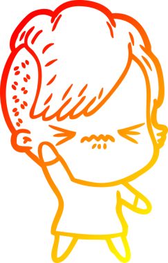 Bir insan tarafından çizilmiş, kızgın bir hipster kızın çizgi çizimi.