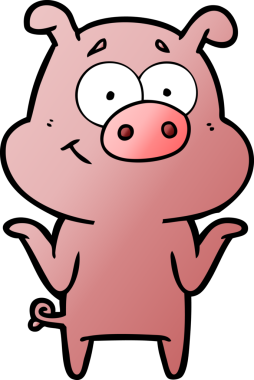 Bir insan tarafından çizilmiş mutlu çizgi film domuzu.