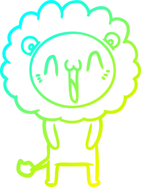 Bir insan tarafından çizilmiş mutlu çizgi film aslanı çizimi.