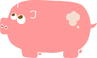 Bir insan tarafından çizilmiş domuz kumbarasının düz renk çizimi