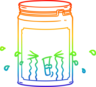 gökkuşağı gradyan çizgi çizimi bir insan tarafından çizilmiş cam bir kavanoz