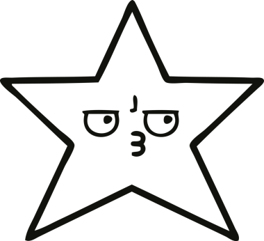 Bir insan tarafından çizilmiş yıldız balığının çizgi çizimi