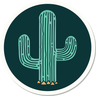 Bir insan tarafından çizilmiş geleneksel bir kaktüs stili dövme çıkartması.