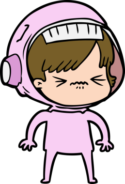 Bir insan tarafından çizilmiş kızgın uzay kızı.