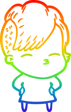 gökkuşağı gradyan çizimi bir çizgi film kızı bir insan tarafından çizilmiş.