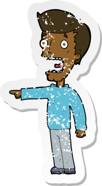 Bir insanın çizdiği korku dolu bir karikatürün gerilimli çıkartması.