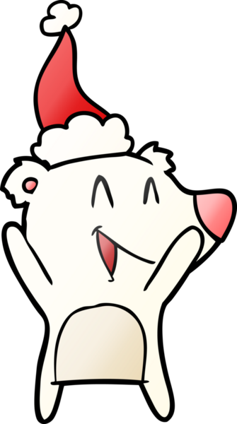 Gülen kutup ayısı eli, bir insanın çizdiği Noel Baba şapkasının gradyan çizimi.