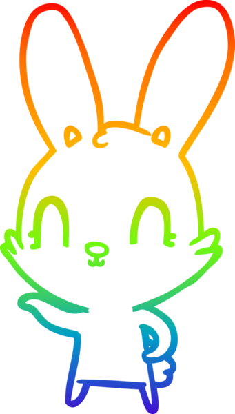 Gökkuşağı gradyan çizgisi. Bir insan tarafından çizilmiş şirin bir tavşan çizimi.