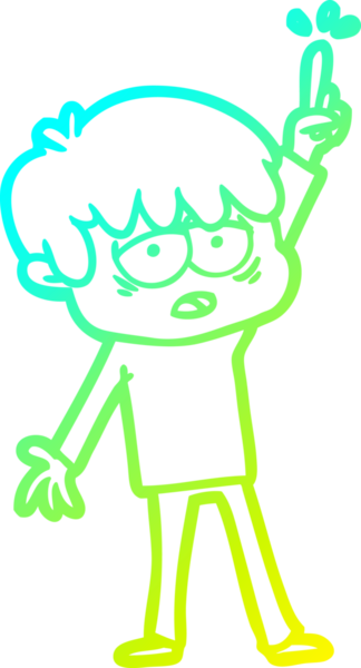 Bir insan tarafından çizilmiş, bitkin bir çocuğun soğuk çizgi çizimi.