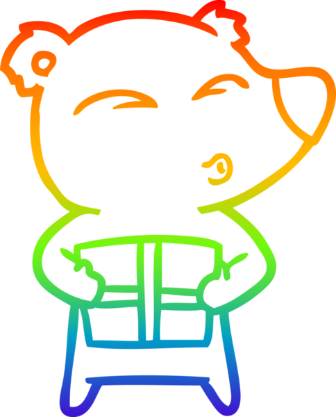 gökkuşağı gradyanı çizimi bir insan tarafından çizilmiş bir karikatür noel kutup ayısı