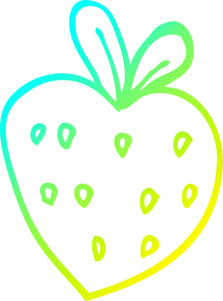 Bir insan tarafından çizilen çilek karikatürünün soğuk gradyan çizimi