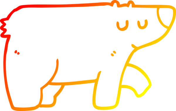 Bir insan tarafından çizilen çizgi film ayısının sıcak çizgi çizimi