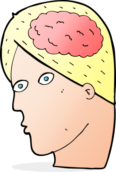 Bir insan tarafından çizilmiş beyin sembollü çizgi film başı