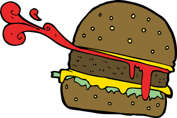 Bir insan tarafından çizilmiş çizgi film burgeri.